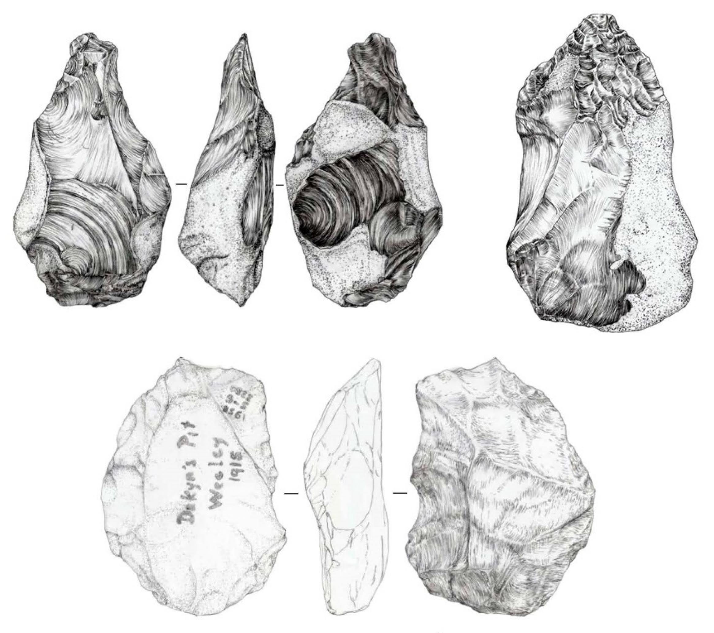 Three hand axes from varying views, taken from Allen et al. (2022)