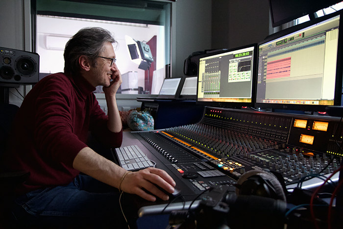 Simone working in the Music Department's Recording Studio