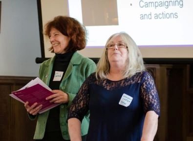 Sarah Banks and Kath Carter giving a presentation