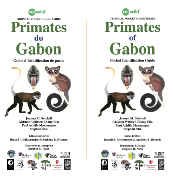Covers of Pocket Guide to Primates of Gabon in French & English